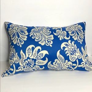 24x16 Blue Cream Floral Pillow